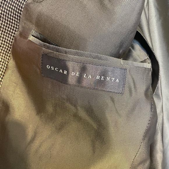 NWT Oscar De La Renta 100% Mulberry Silk Blazer 42L Houndstooth 3 Button - Picture 9 of 13